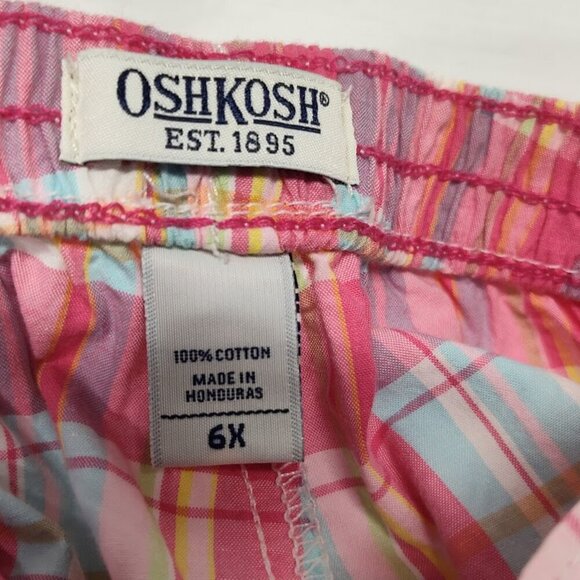 Oshkosh Y2K Girl's Plaid Pastel Shorts with String 100% Cotton Size 6 NWT - Picture 5 of 8